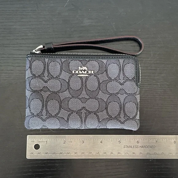 Coach corner zip wristlet wallet black/gray - Picture 1 of 3